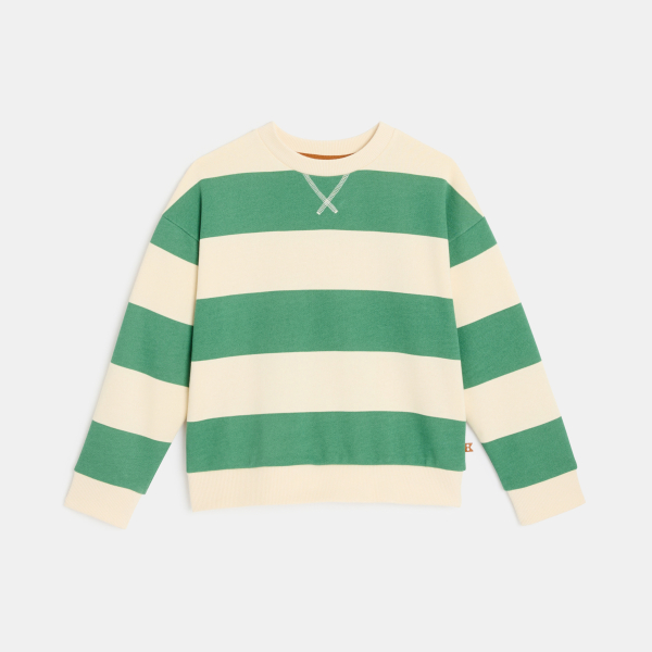 Sweat-shirt rayé vert Garçon