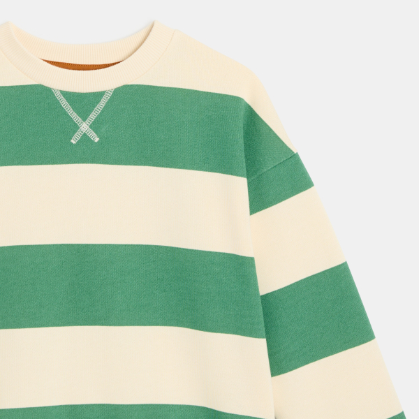 Sweat-shirt rayé vert Garçon