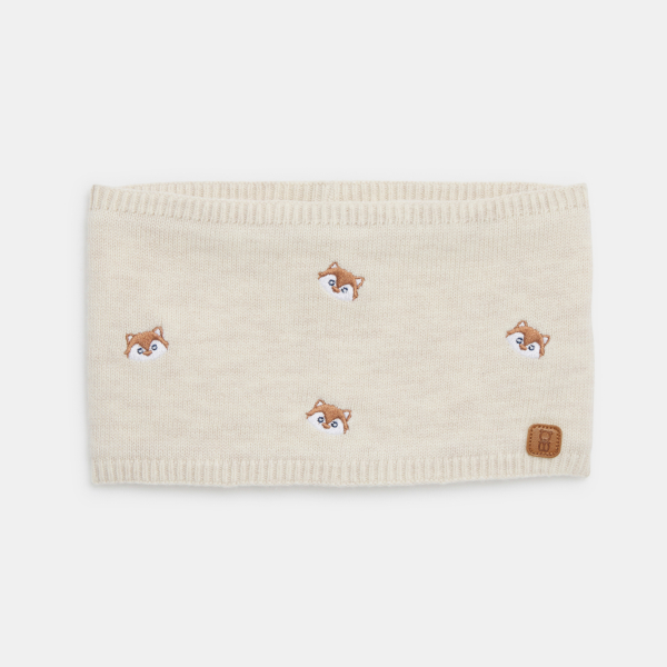 Snood maille doublé polaire renard beige bébé garçon