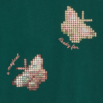T-shirt manches longues motifs papillons vert Fille
