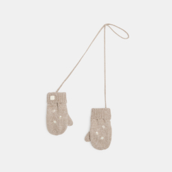 Moufles tricot doublé polaire automne beige bébé fille
