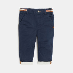 Pantalon coton taille élastiquée bleu marine bébé garçon