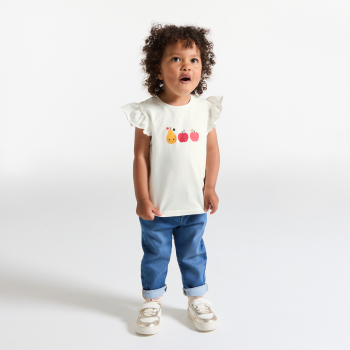 T-shirt à volants fruits blanc bébé fille
