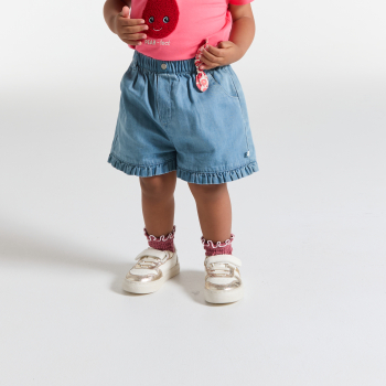 Short tencel bas volanté bleu bébé fille