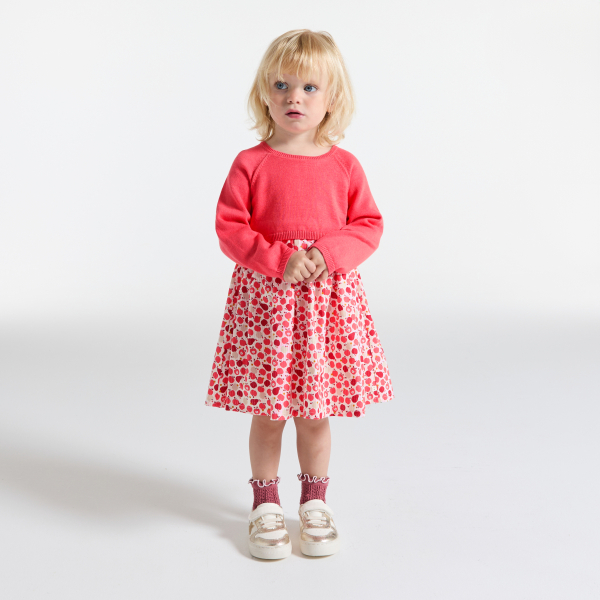 Robe effet 2 en 1 fruit rose bébé fille