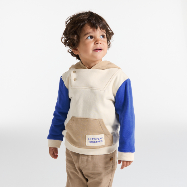 Sweat à capuche molleton beige bébé garçon