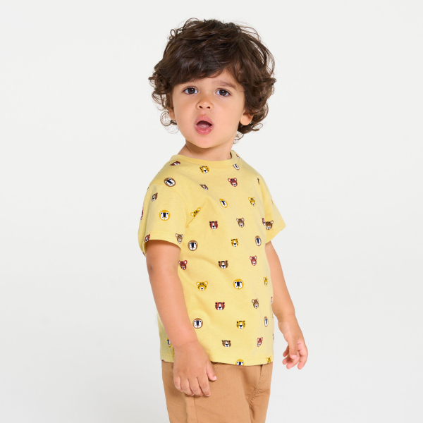T-shirt animaux jaune bébé garçon