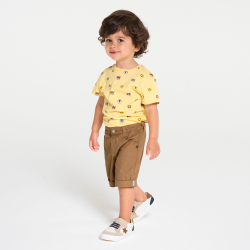 Bermuda droit coton fantaisie marron bébé garçon