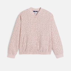 Blouson teddy maille imprimée rose fille