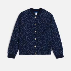 Blouson teddy maille imprimée bleu fille