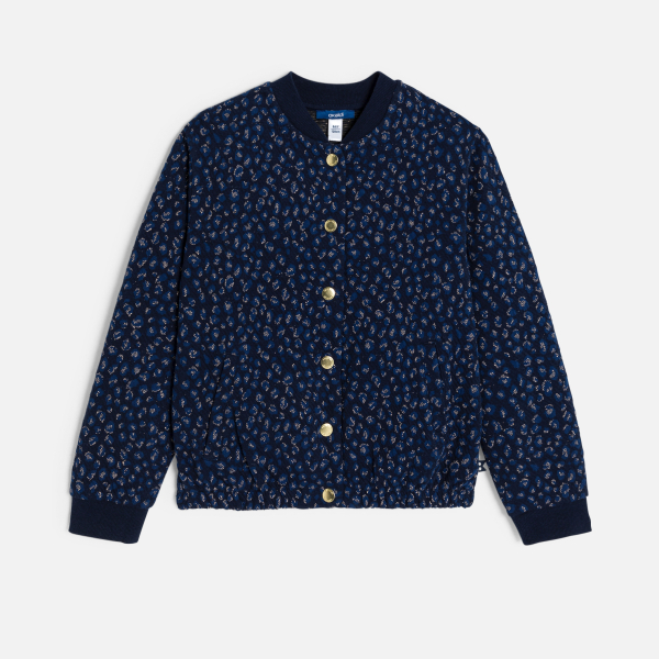 Blouson teddy maille imprimée bleu fille