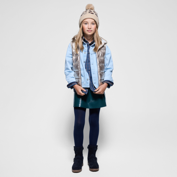 Doudoune sans manches à capuche dorée Fille