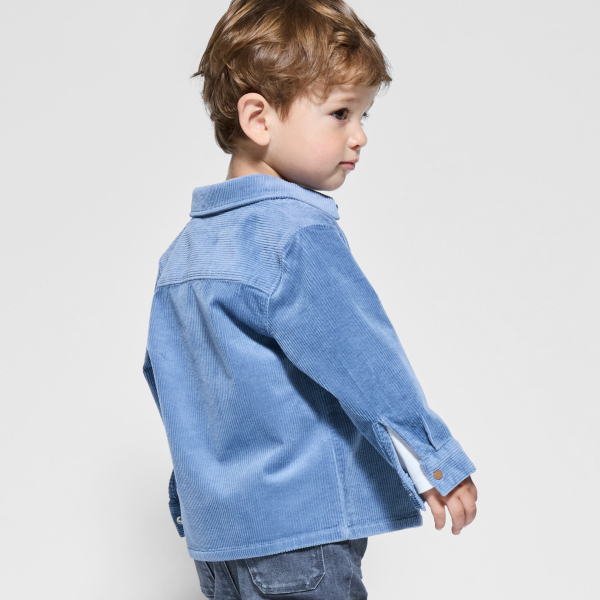 Surchemise velours côtelé bleu bébé garçon