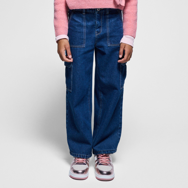 Jean cargo bleu Fille