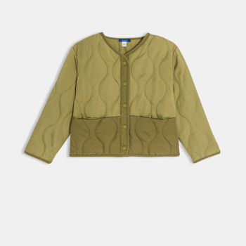 Blouson matelassé doublé vert fille