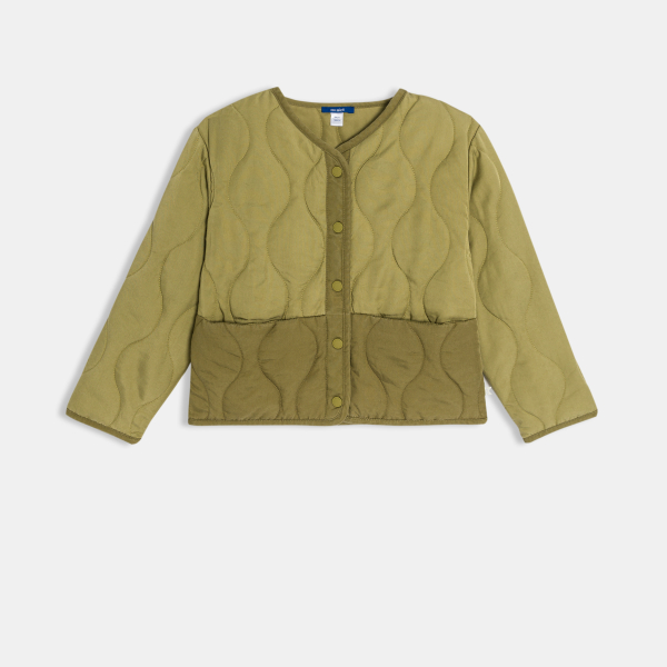 Blouson matelassé doublé vert fille