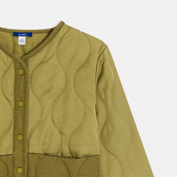 Blouson matelassé doublé vert fille