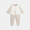 Dors-bien velours et gilet écru bébé fille