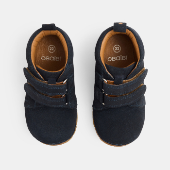 Bottines premiers pas cuir bleu bébé garçon