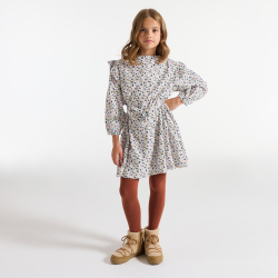 Robe ceinturée imprimée gris Fille