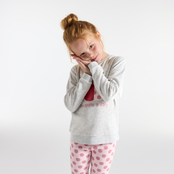 Pyjama à message en molleton 2 pièces gris Fille