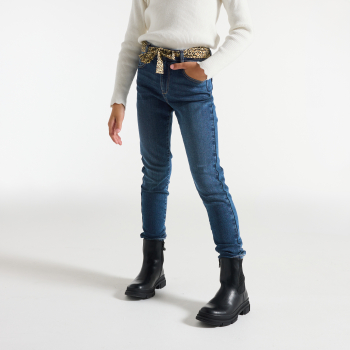 Jean skinny ceinturé bleu Fille